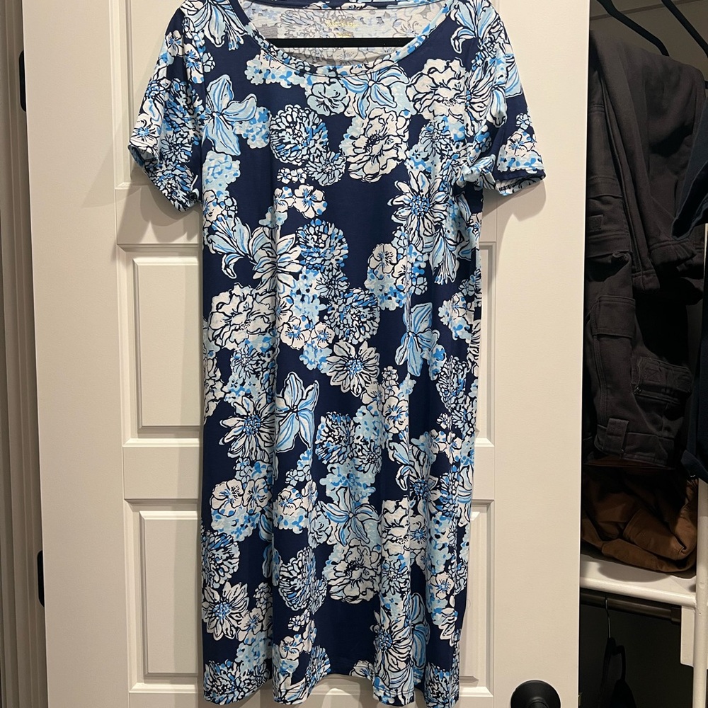 Floral Blue and White Dress